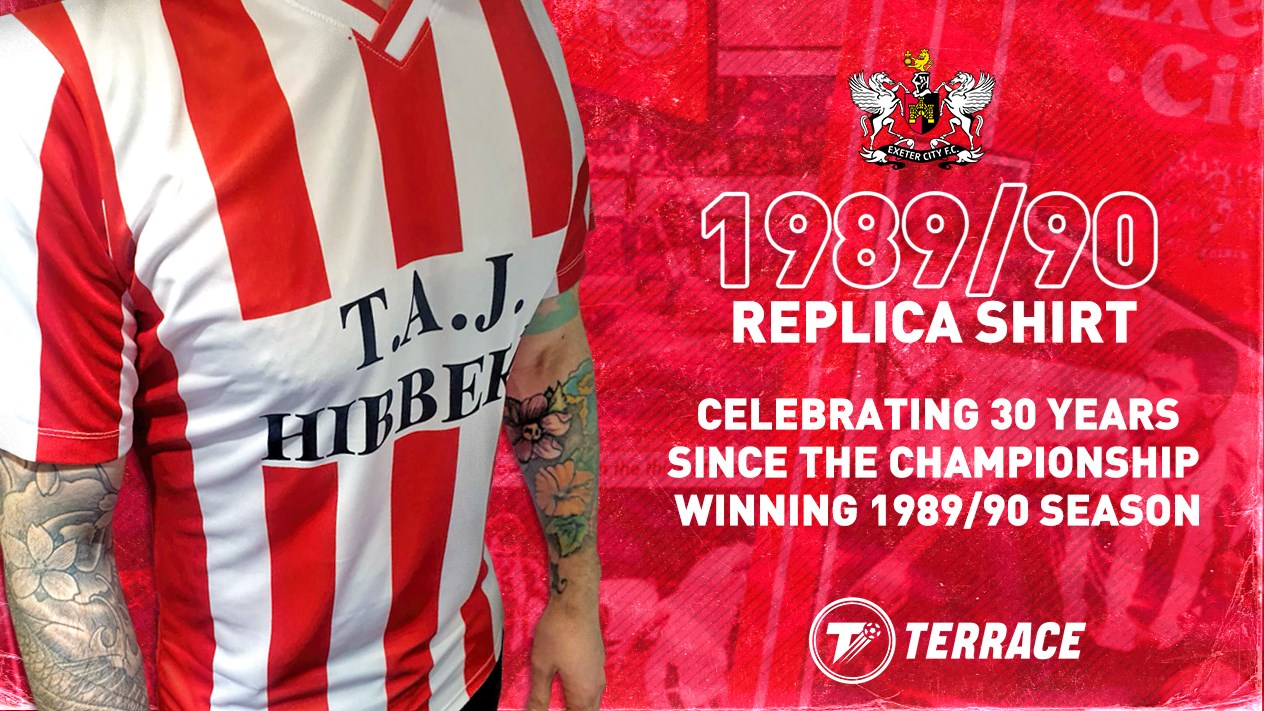 😍 89/90 replica shirt now on sale with Terrace - News - Exeter City FC