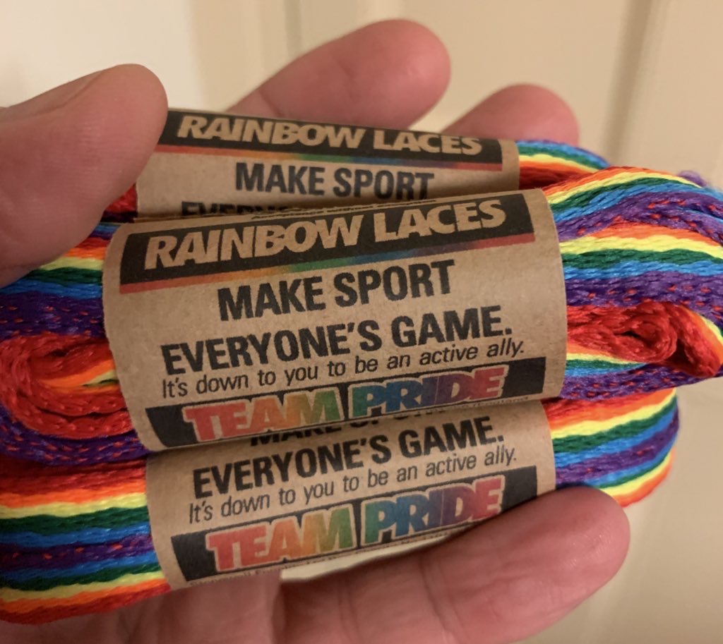 Rainbow laces which were given out at the Exeter v Northampton game IMG_4139.JPG